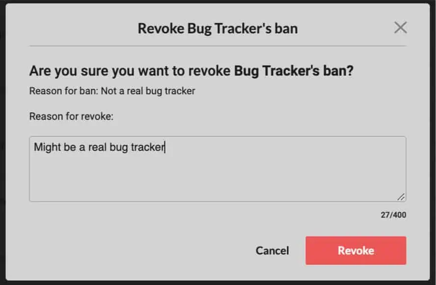revoking a ban